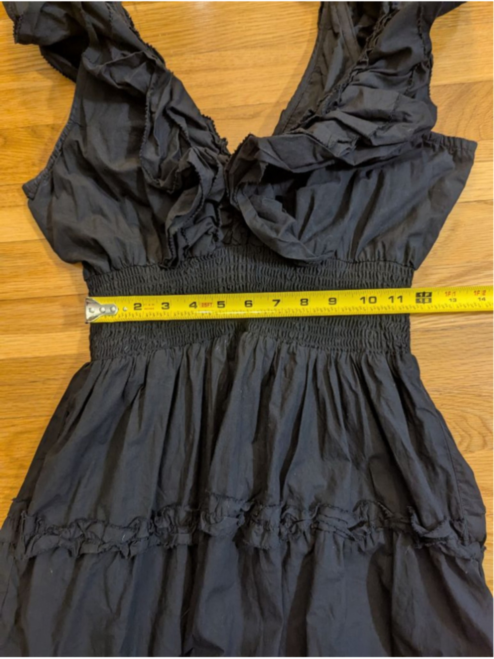 House of Harlow 1960 Black Ruffle V Neck Dress Medium - Picture 10 of 10